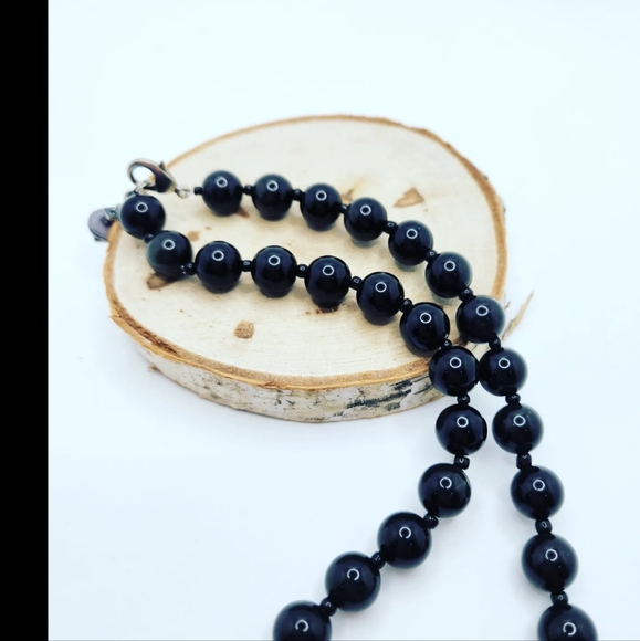 Black Obsidian Necklace 10 mm - Picture 3 of 4